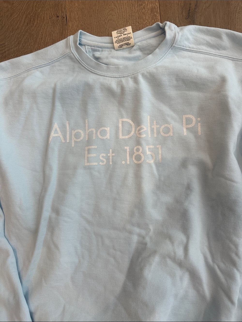 Comfort Colors Baby Blue Alpha Delta Pi Crewneck Sweatshirt